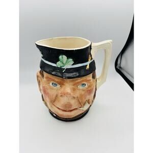 Nice Early 19th Century Iron Stone Lepercon Ireland Beer Pitcher Mug Creepy